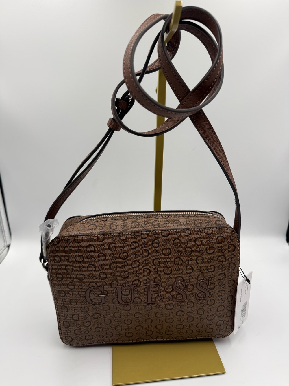 GUESS Brown Signature Logo Crossbody Bag